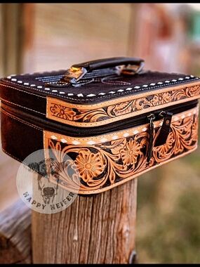 Boot-Stitch And Handtooled Leather Jewelry Case